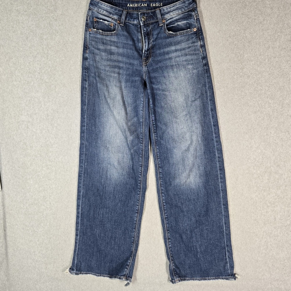 American Eagle Outfitters Women Jeans 00 Blue Denim Wide-Leg Baggy Skater